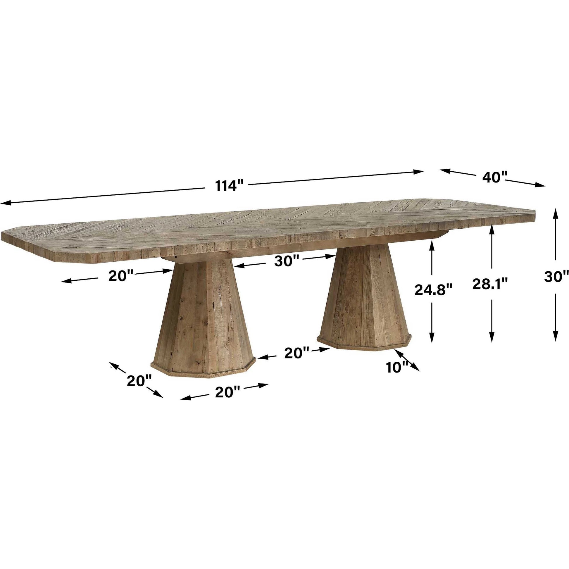 Caledon Reclaimed Dining Table by Uttermost in oak. Made from reclaimed oak, plywood in a transitional style.