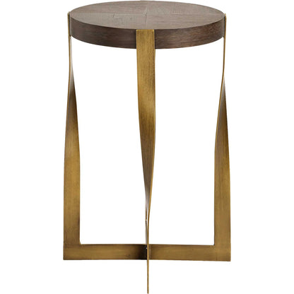 Drew Accent Table by Uttermost in dark chocolate, brass. Made from metal, mdf, walnut veneer in a modern style.