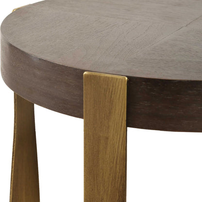 Drew Accent Table by Uttermost in dark chocolate, brass. Made from metal, mdf, walnut veneer in a modern style.
