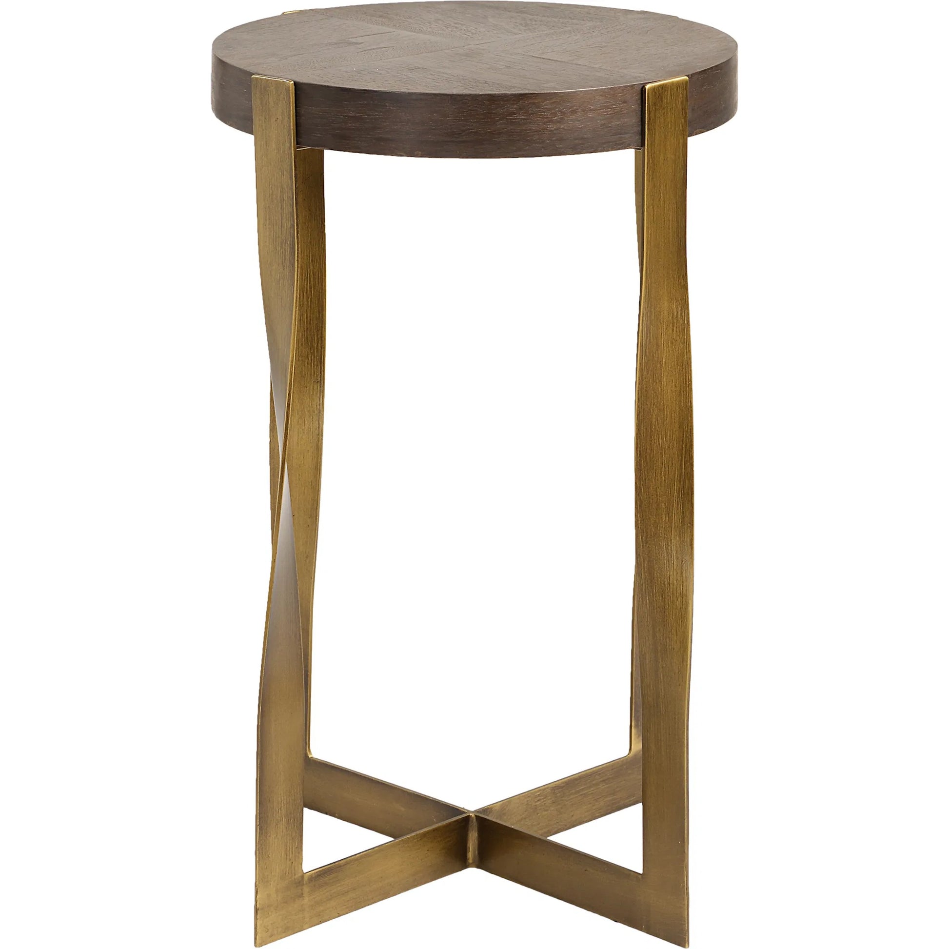 Drew Accent Table by Uttermost in dark chocolate, brass. Made from metal, mdf, walnut veneer in a modern style.
