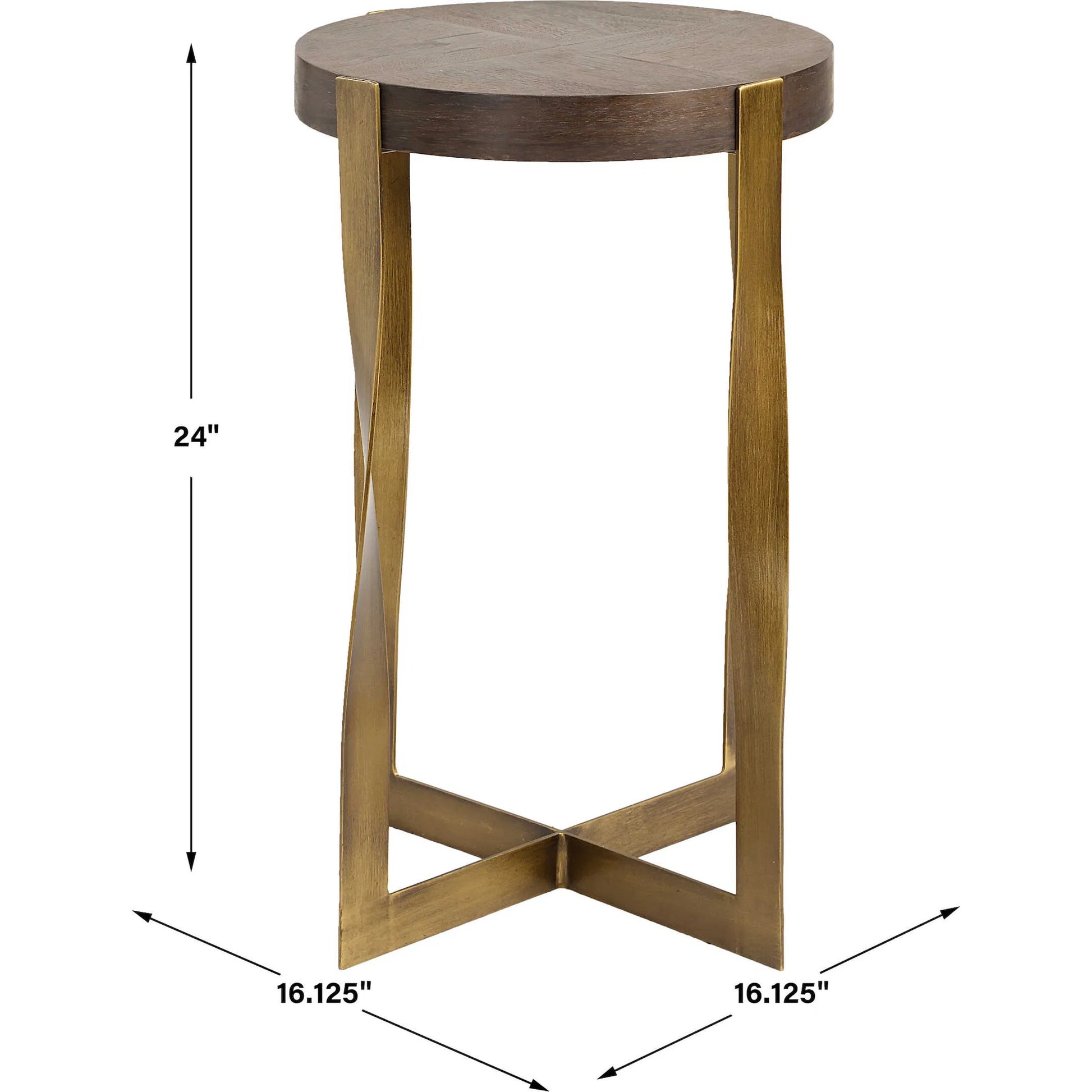 Drew Accent Table by Uttermost in dark chocolate, brass. Made from metal, mdf, walnut veneer in a modern style.