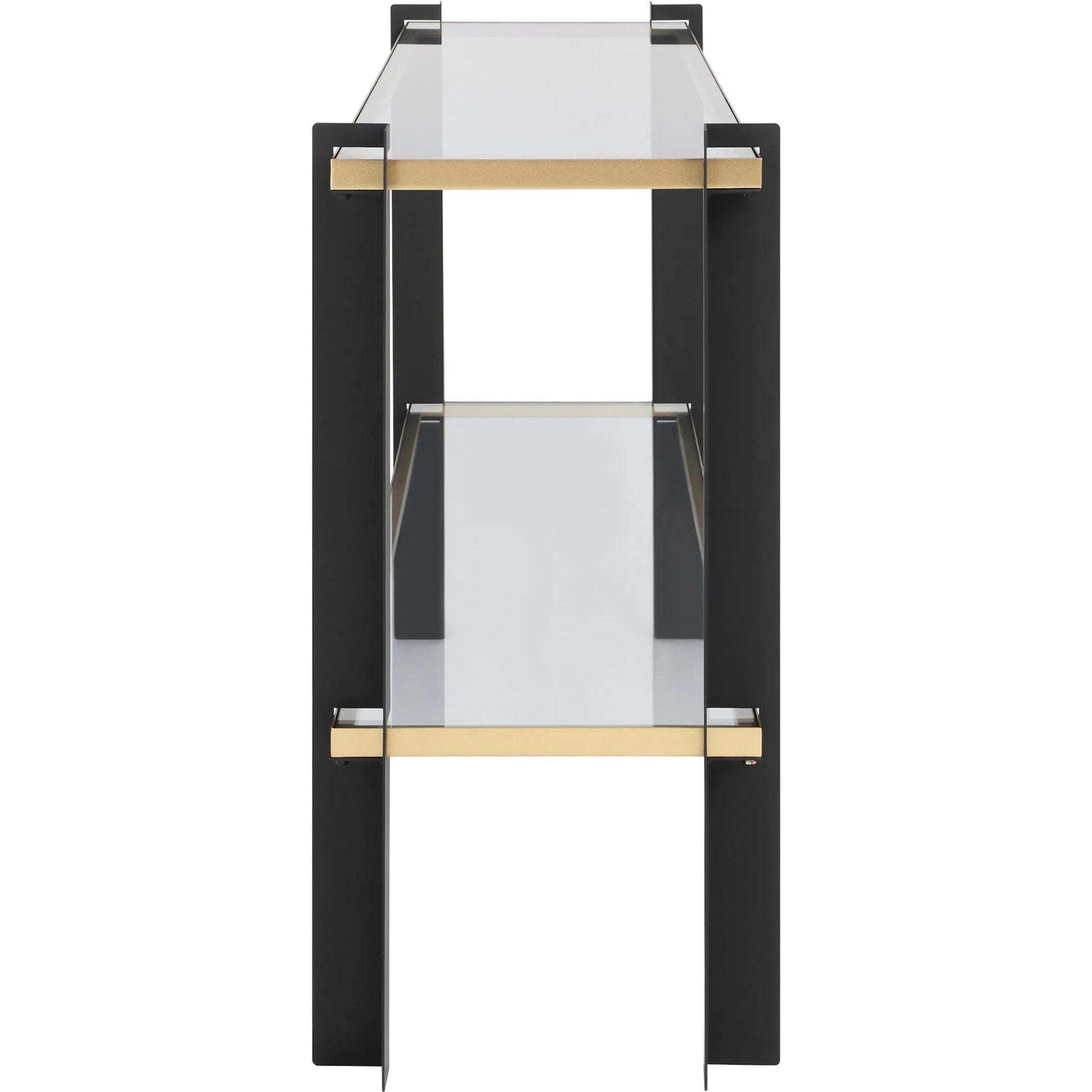 Cunene Contemporary Console Table by Uttermost in gold leaf. Made from metal, glass in a modern style.