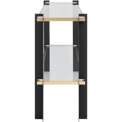 Cunene Contemporary Console Table by Uttermost in gold leaf. Made from metal, glass in a modern style.