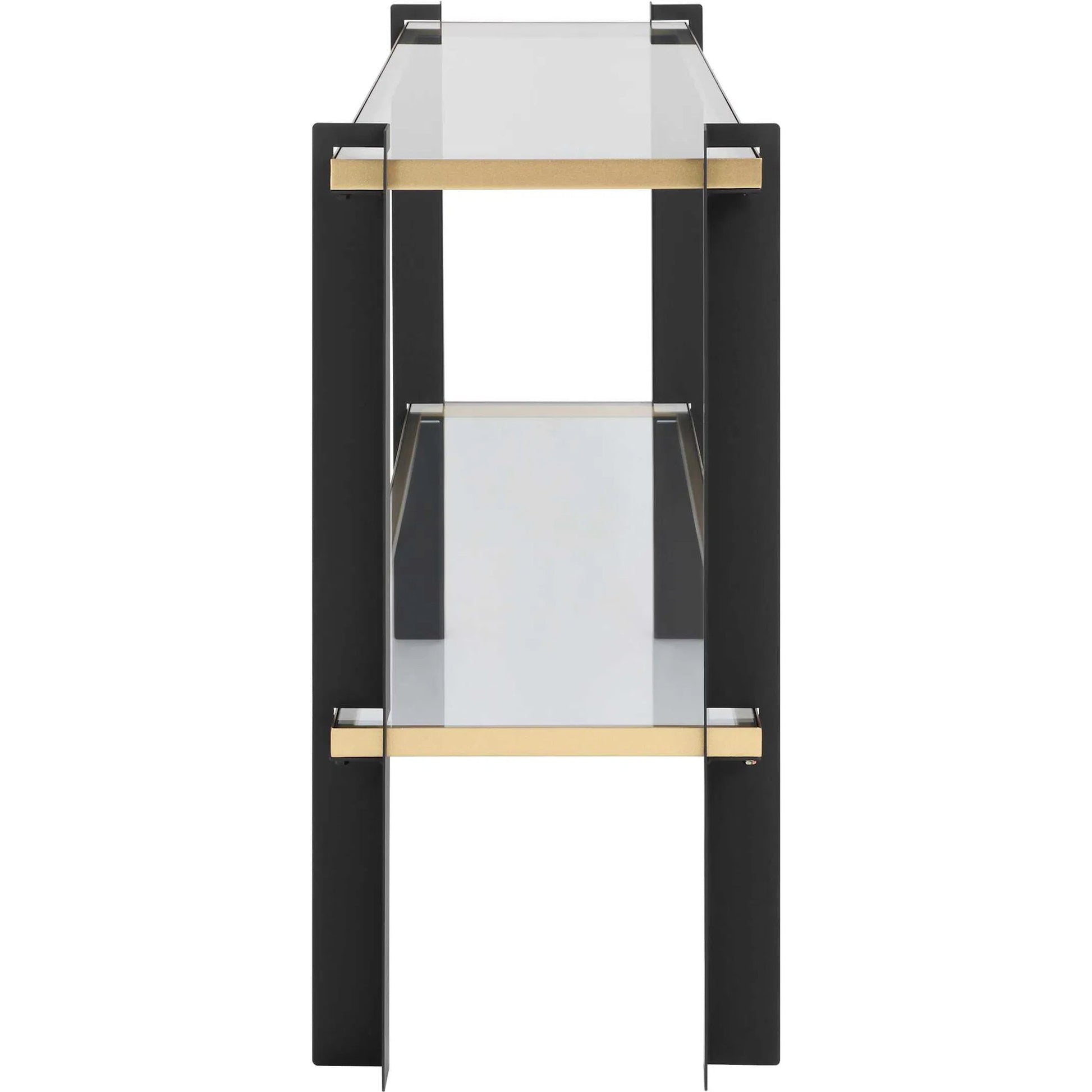 Cunene Contemporary Console Table by Uttermost in gold leaf. Made from metal, glass in a modern style.