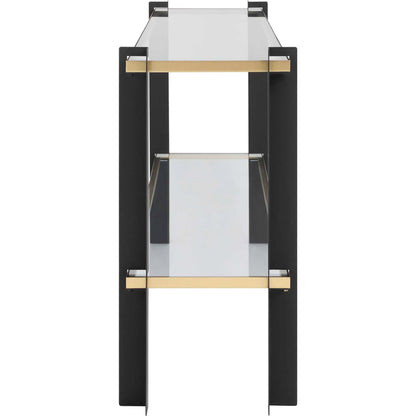 Cunene Contemporary Console Table by Uttermost in gold leaf. Made from metal, glass in a modern style.