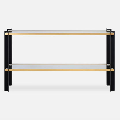 Cunene Contemporary Console Table by Uttermost in gold leaf. Made from metal, glass in a modern style.