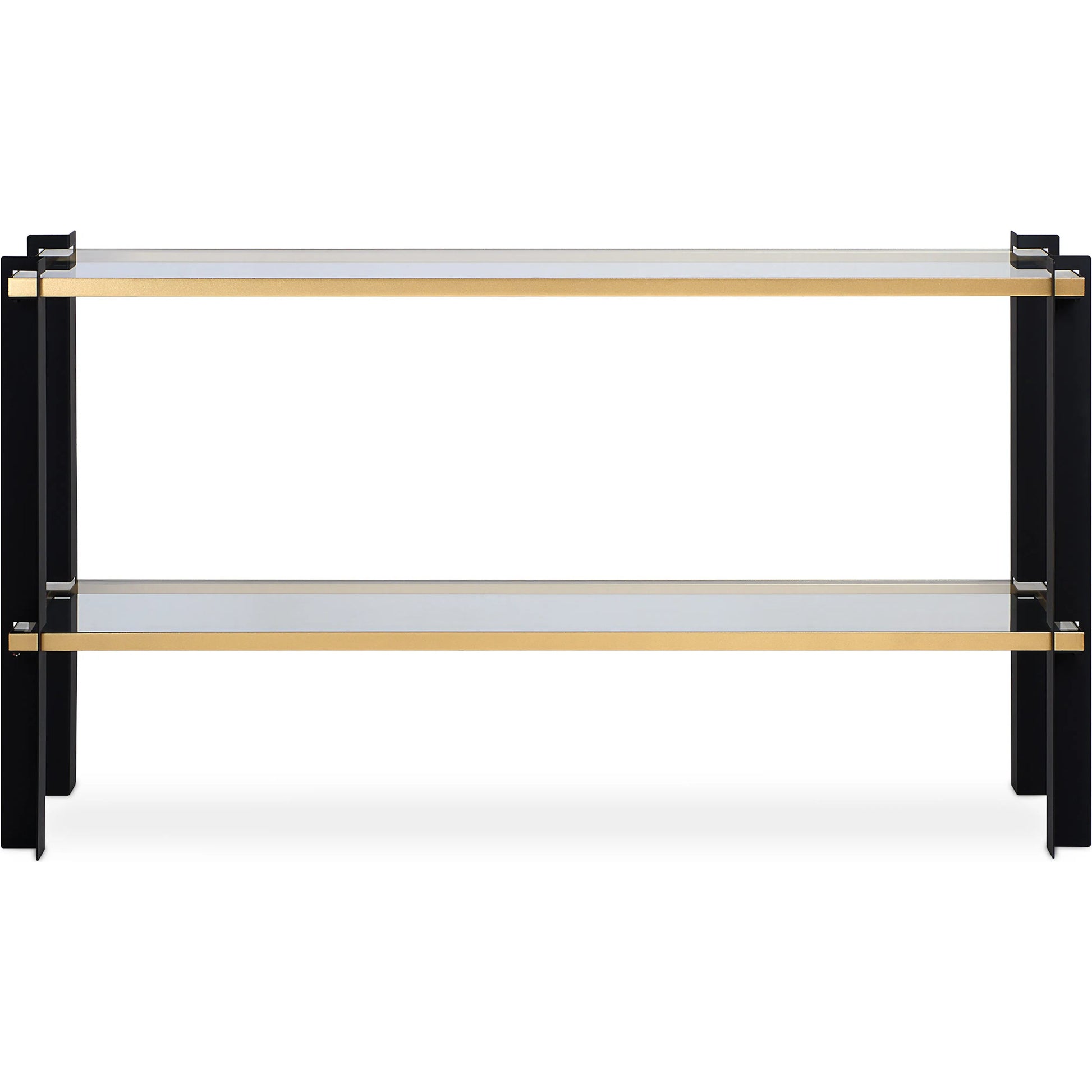 Cunene Contemporary Console Table by Uttermost in gold leaf. Made from metal, glass in a modern style.