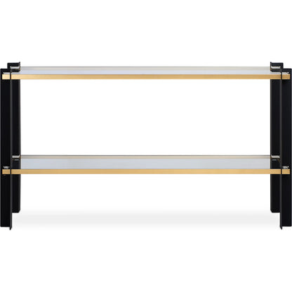 Cunene Contemporary Console Table by Uttermost in gold leaf. Made from metal, glass in a modern style.