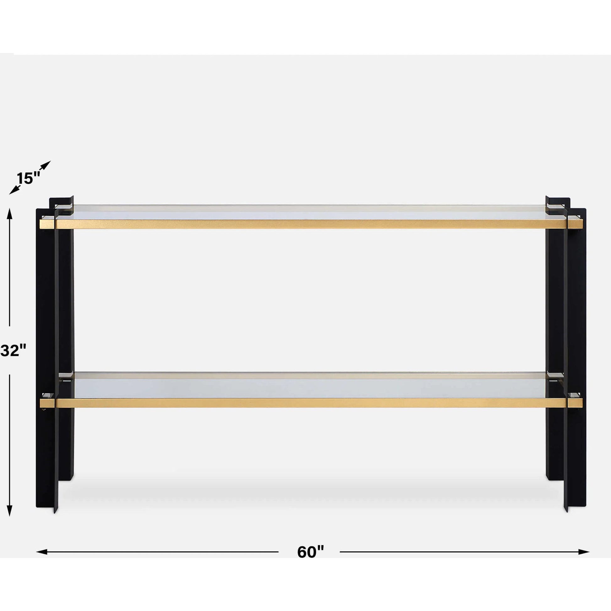 Cunene Contemporary Console Table by Uttermost in gold leaf. Made from metal, glass in a modern style.
