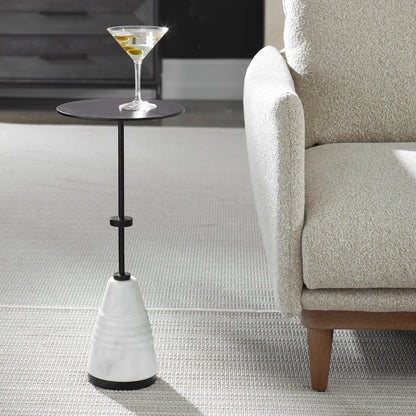 Kincaid Drink Table by Uttermost in black. Made from iron, marble in a unique style.