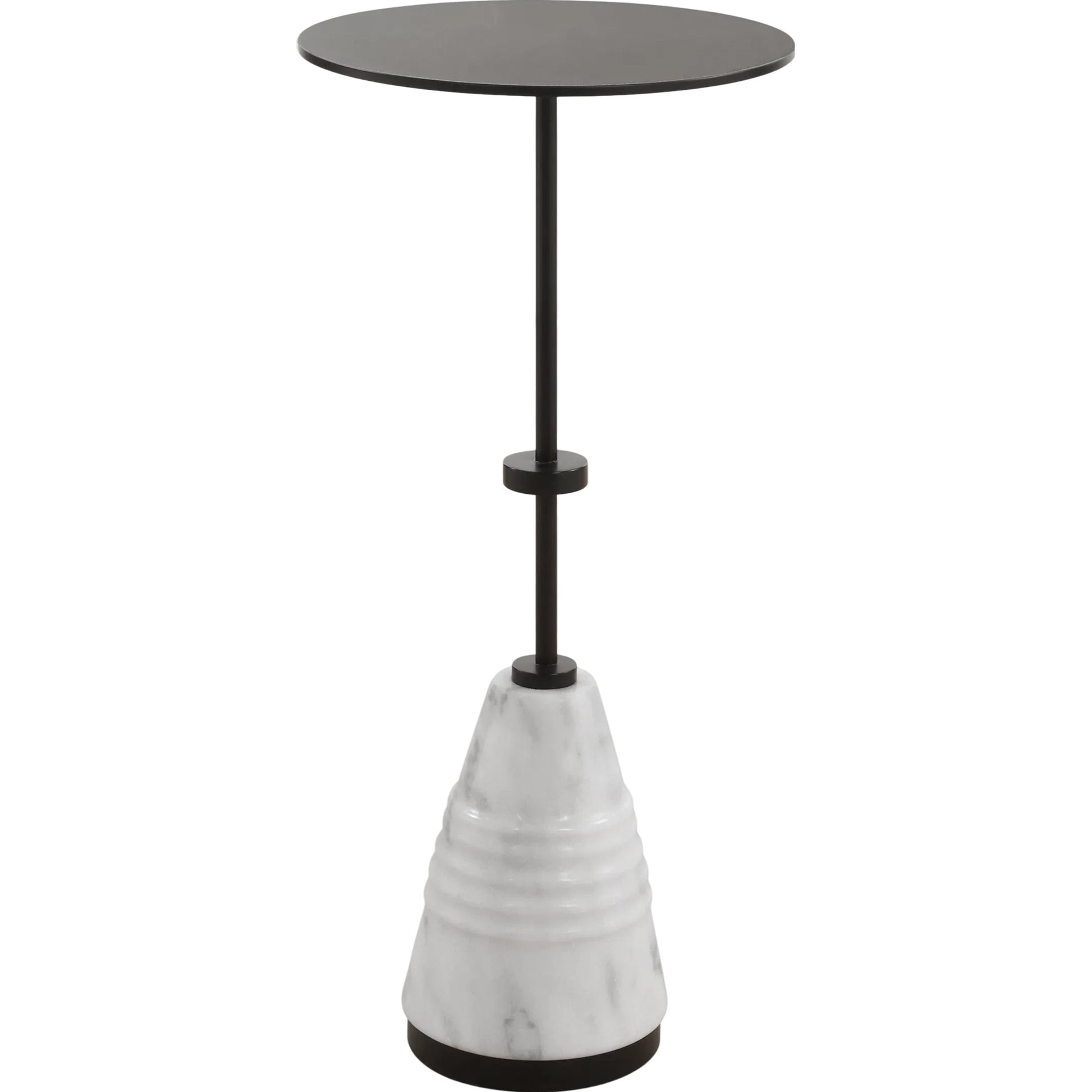 Kincaid Drink Table by Uttermost in black. Made from iron, marble in a unique style.