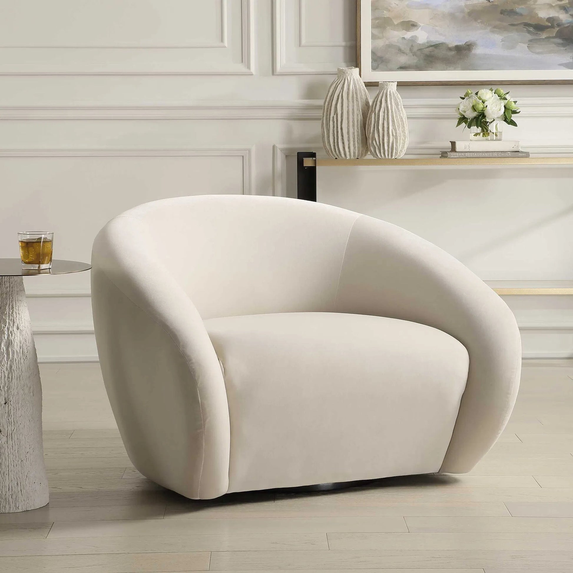 Desoto Swivel Chair by Uttermost. Made from plywood, fabric, foam in a unique style.