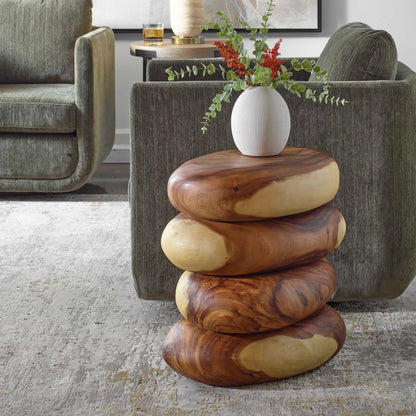Carrillo Modern End Table by Uttermost in natural. Made from suar wood in a transitional style.