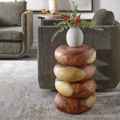 Carrillo Modern End Table by Uttermost in natural. Made from suar wood in a transitional style.