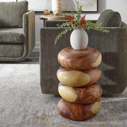 Carrillo Modern End Table by Uttermost in natural. Made from suar wood in a transitional style.