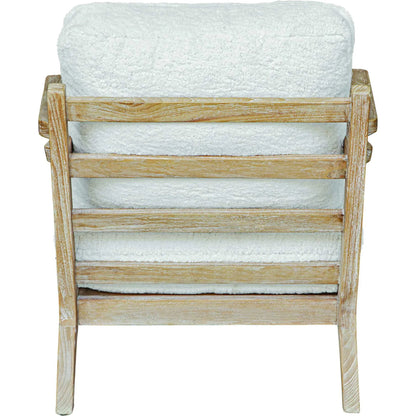 Laid Back Sheepskin Accent Chair by Uttermost in white. Made from mindi wood, fabric bopep in a transitional style.