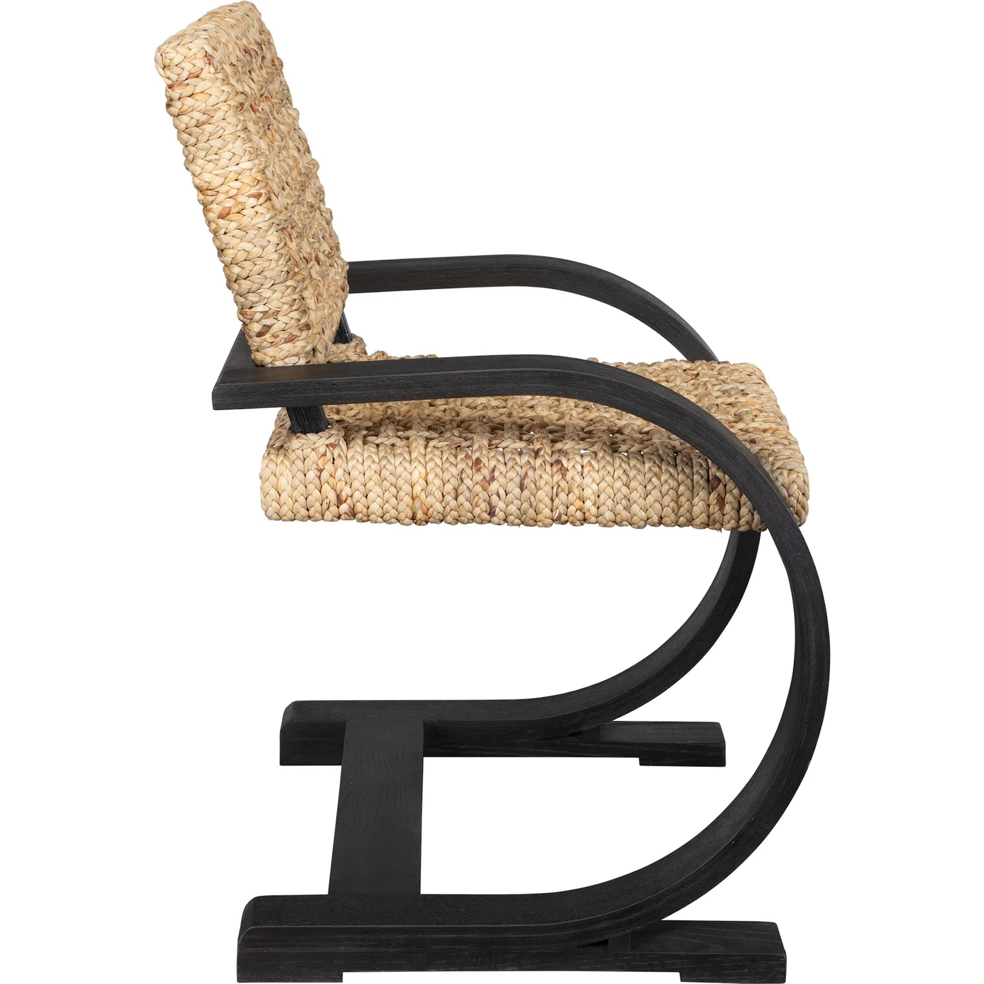 Rehema Dining Chair by Uttermost in black. Made from oak wood in a rustic style.