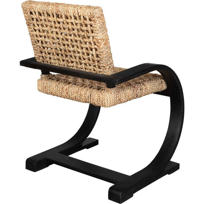 Rehema Dining Chair by Uttermost in black. Made from oak wood in a rustic style.