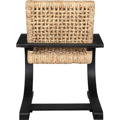Rehema Dining Chair by Uttermost in black. Made from oak wood in a rustic style.