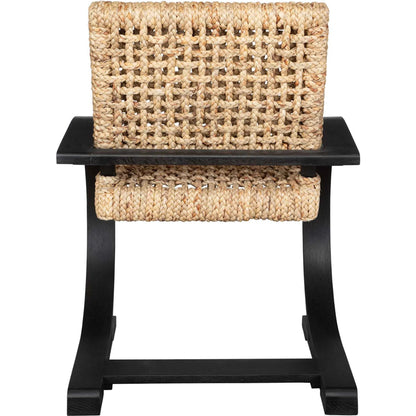 Rehema Dining Chair by Uttermost in black. Made from oak wood in a rustic style.