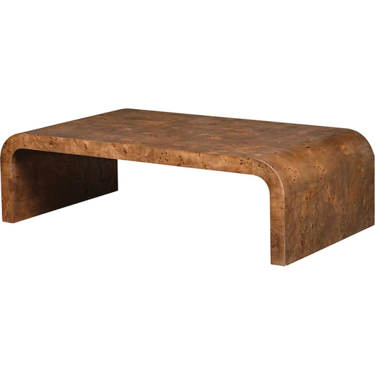 Carraway Burl Coffee Table by Uttermost in burl. Made from mdf veneer mappa burl, plywood in a unique style.
