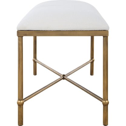 Avenham Bench by Uttermost in gold. Made from foam, fabric, iron, mdf in a unique style.