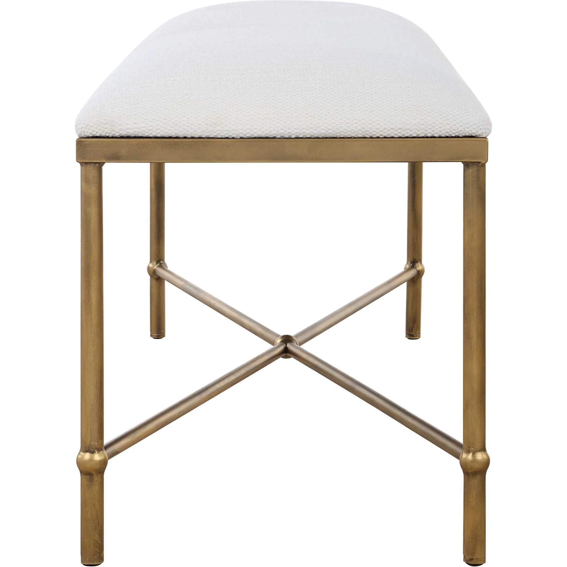 Avenham Bench by Uttermost in satin black. Made from foam, fabric, mdf, iron in a coastal style.