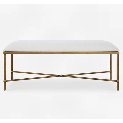 Avenham Bench by Uttermost in gold. Made from foam, fabric, iron, mdf in a unique style.