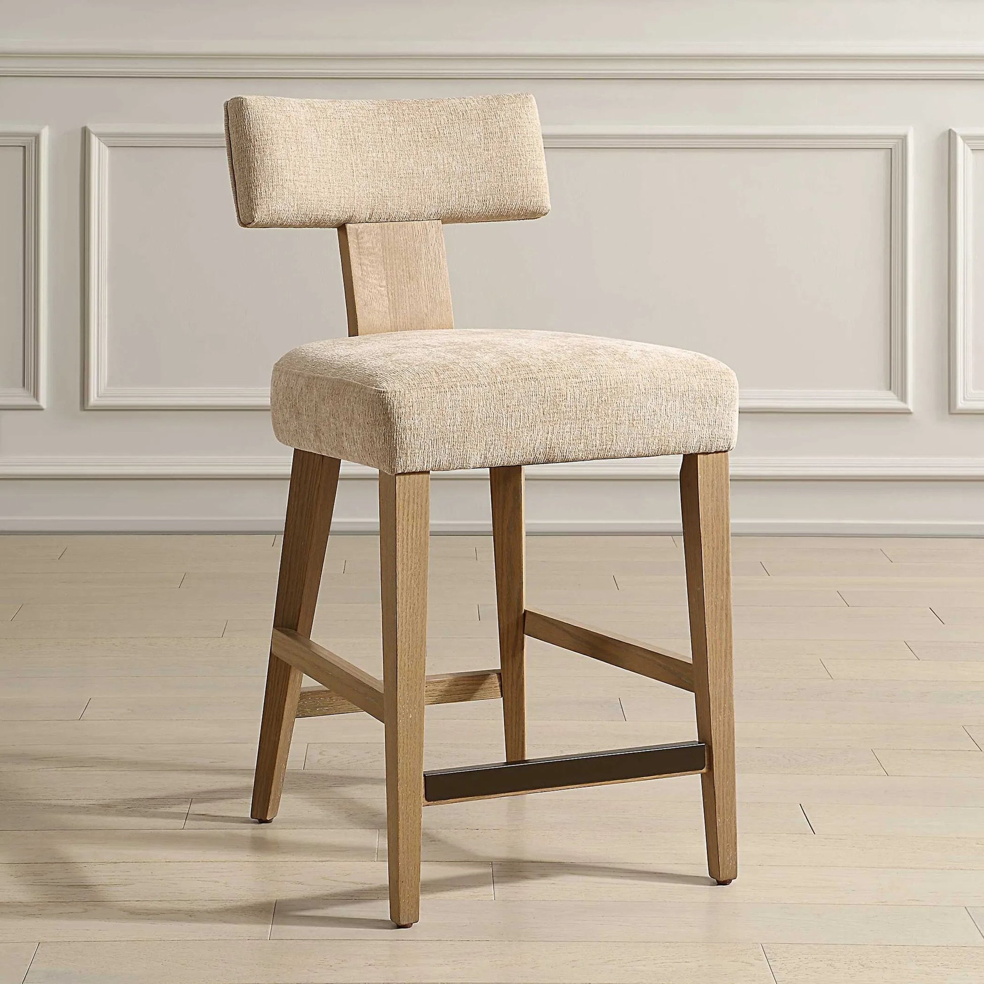 Elysian Counter Stool by Uttermost in dark. Made from oak solid, plywood, foam, fabric in a transitional style.