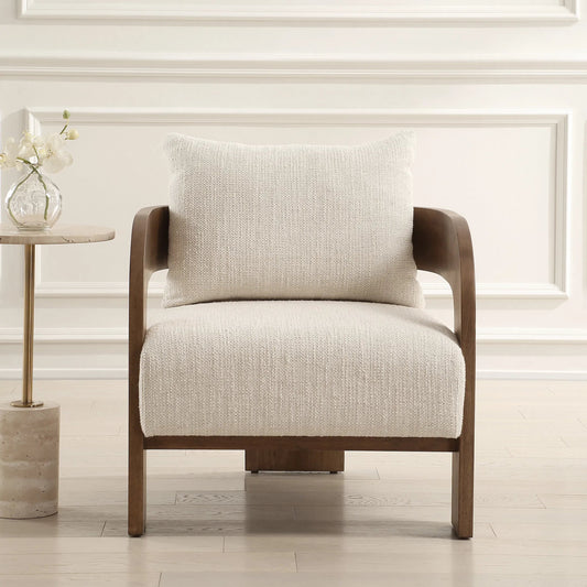 Rowan Accent Chair by Uttermost in walnut. Made from oak solid, plywood, foam, fabric in a unique style.