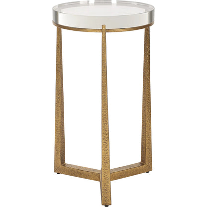 Midas Antique Accent Table by Uttermost in gold. Made from iron, crystal in a unique style.