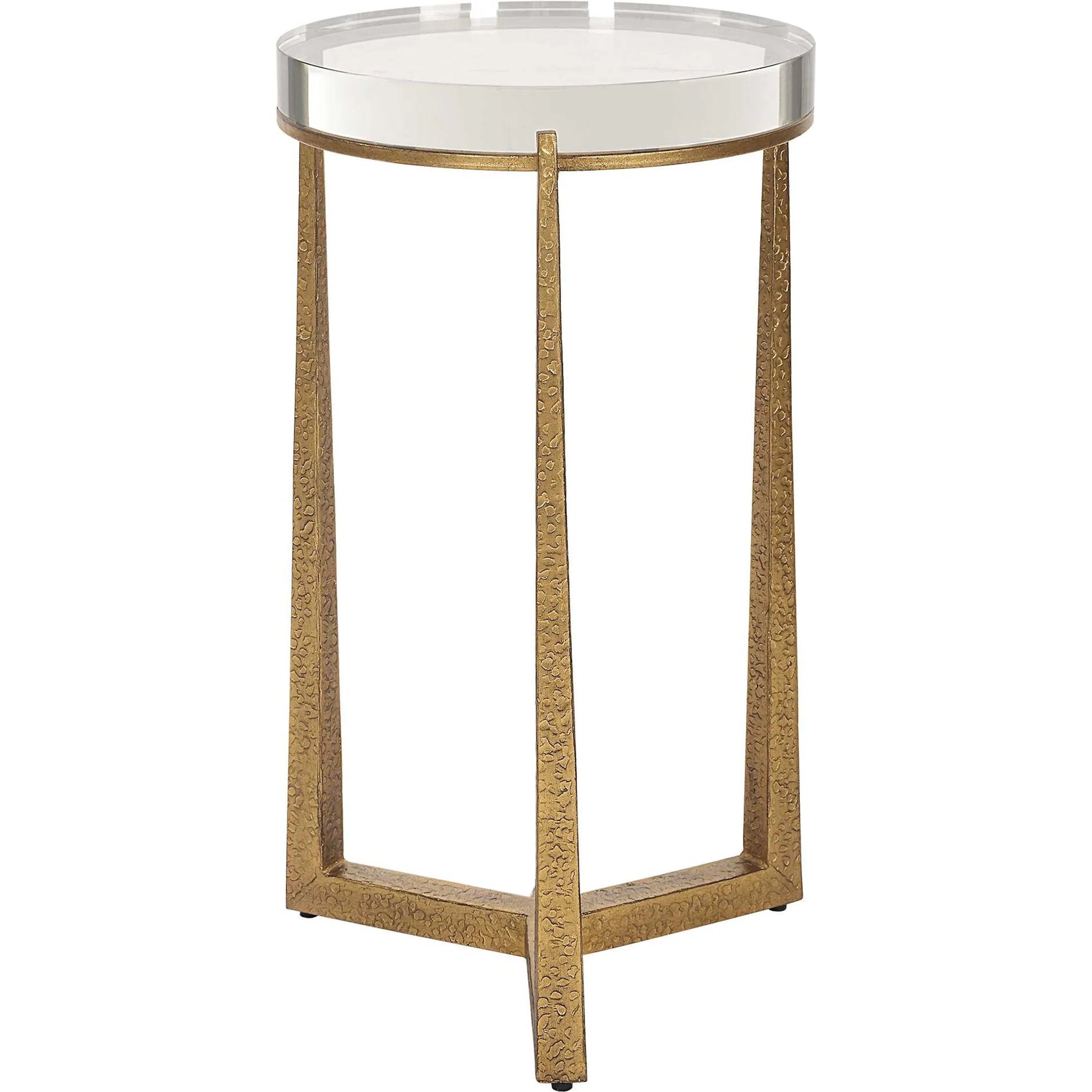 Midas Accent Table by Uttermost in gold. Made from iron, crystal in a unique style.