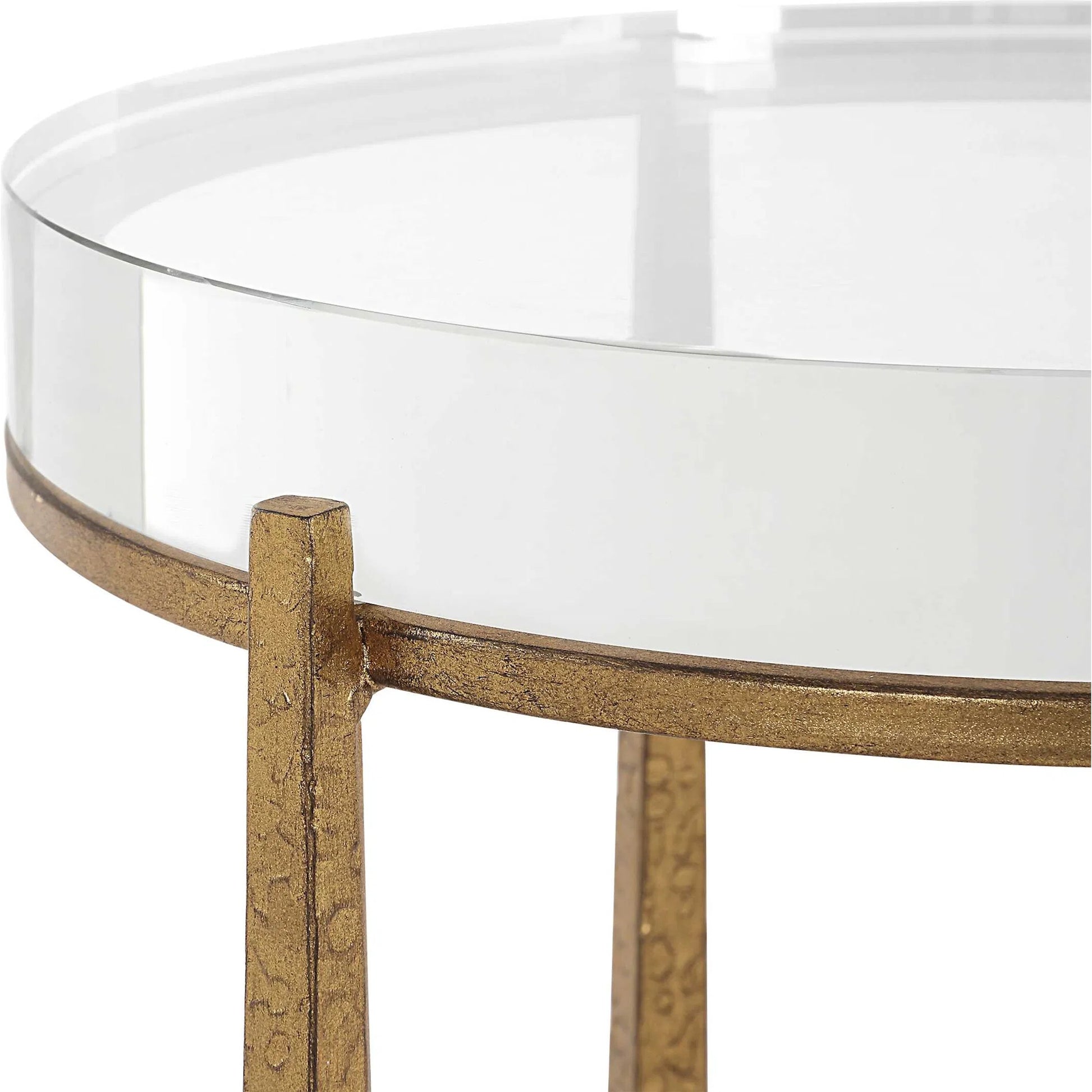 Midas Accent Table by Uttermost in gold. Made from iron, crystal in a unique style.