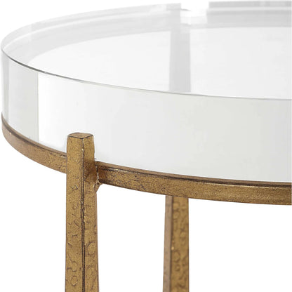Midas Accent Table by Uttermost in gold. Made from iron, crystal in a unique style.