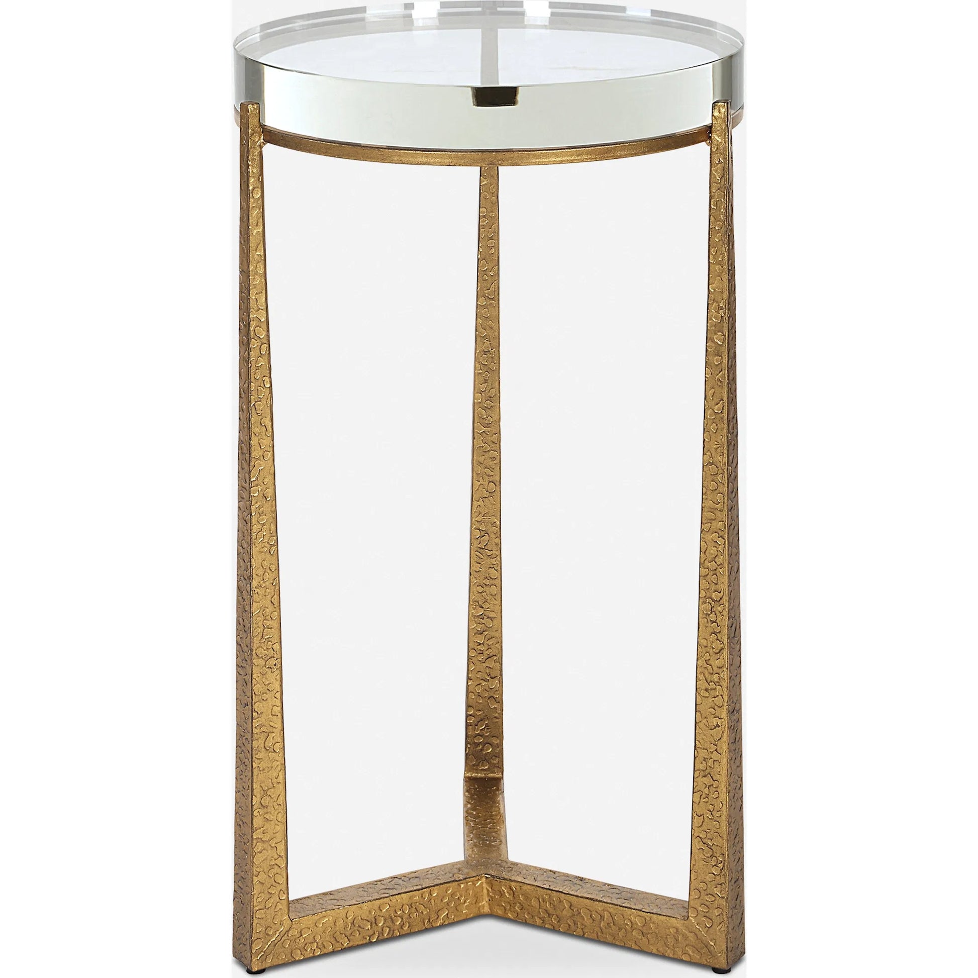 Midas Accent Table by Uttermost in gold. Made from iron, crystal in a unique style.