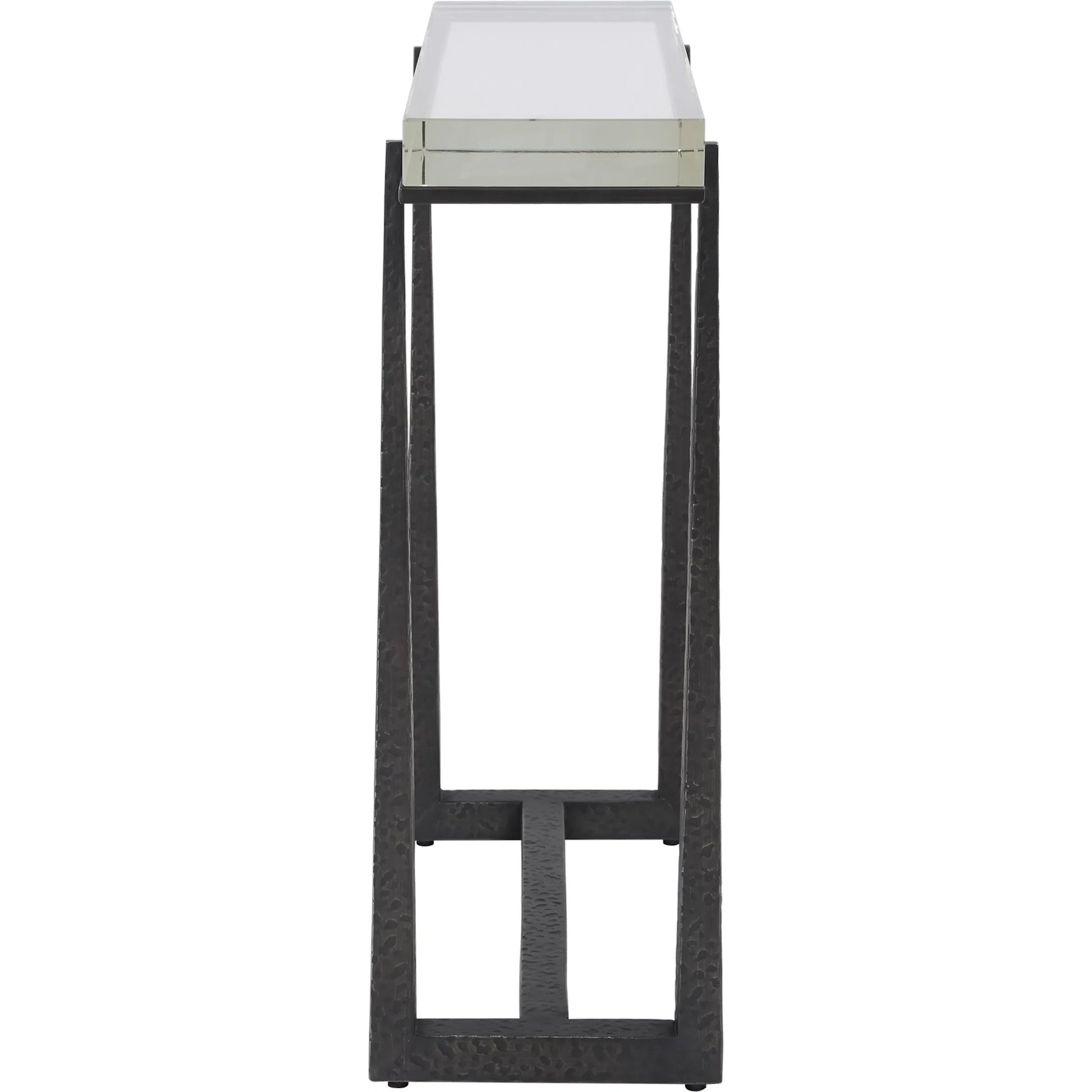 Midas Accent Table by Uttermost in dark bronze. Made from iron, crystal in a unique style.