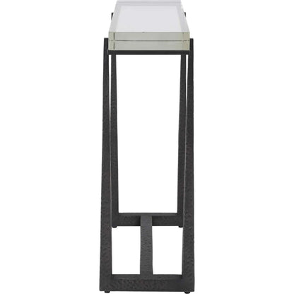 Midas Accent Table by Uttermost in dark bronze. Made from iron, crystal in a unique style.