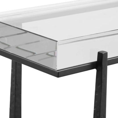 Midas Accent Table by Uttermost in dark bronze. Made from iron, crystal in a unique style.