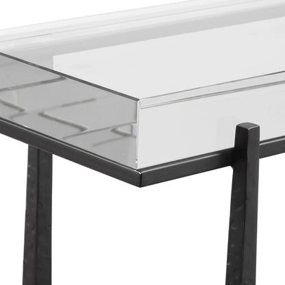 Midas Accent Table by Uttermost in dark bronze. Made from iron, crystal in a unique style.