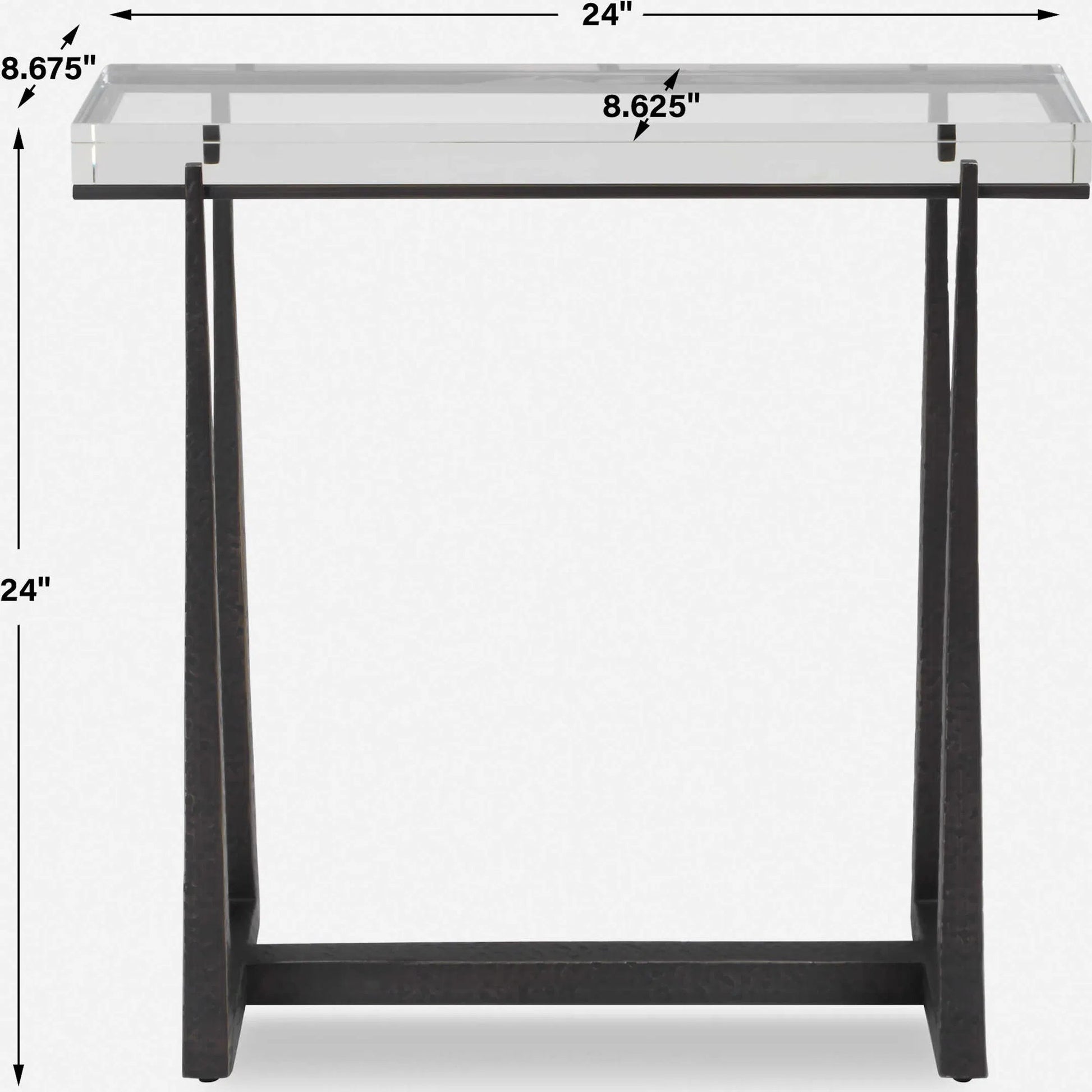 Midas Accent Table by Uttermost in dark bronze. Made from iron, crystal in a unique style.
