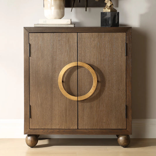 Mayenne 2-Door Cabinet by Uttermost in brass. Made from fir, iron, red oak, mdf in a unique style.