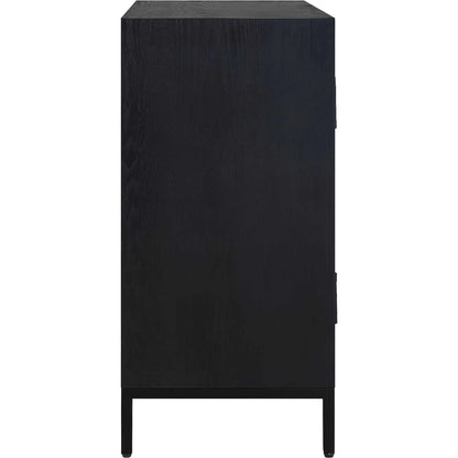 Beswick 2-Door Cabinet by Uttermost in black. Made from iron, mdf, fraxinus mandshurica, red oak bark, fir in a unique style.