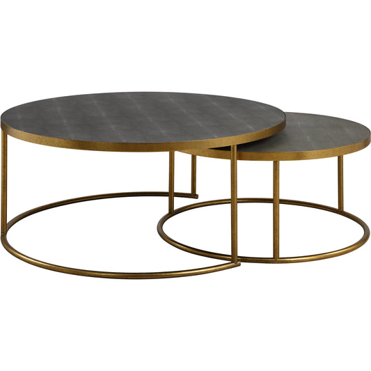 001 SI-2295371 | Primary Silo | Aragon Nesting Coffee Tables by Uttermost in brass. Made from pu leather, mdf, metal in a unique style.