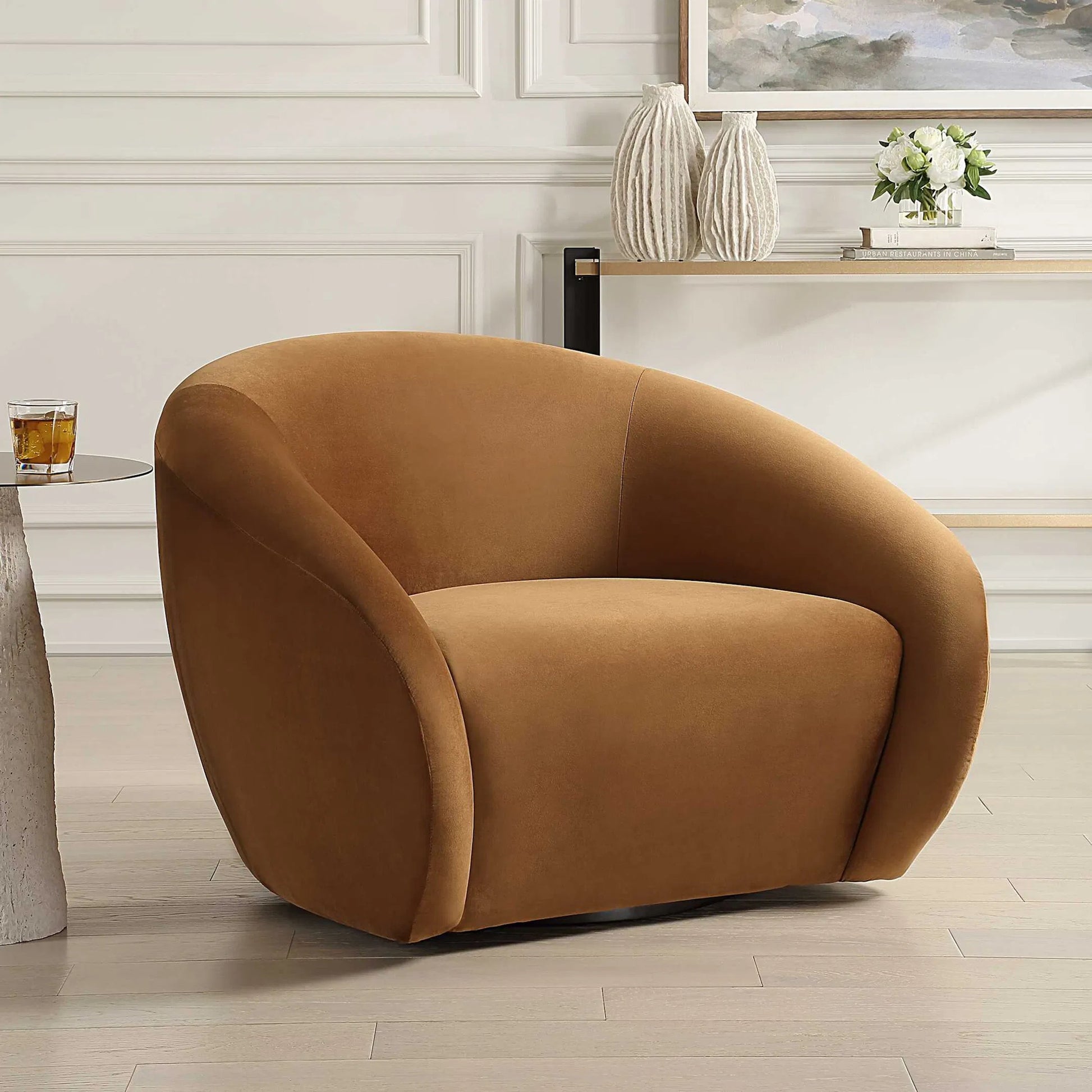 Desoto Swivel Chair by Uttermost. Made from plywood, fabric, foam in a unique style.