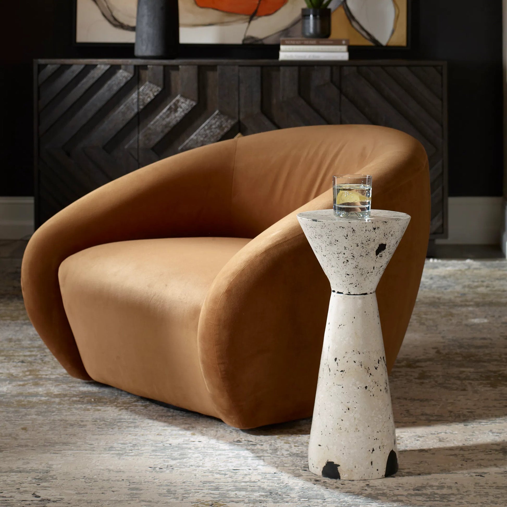 Desoto Swivel Chair by Uttermost. Made from plywood, fabric, foam in a unique style.
