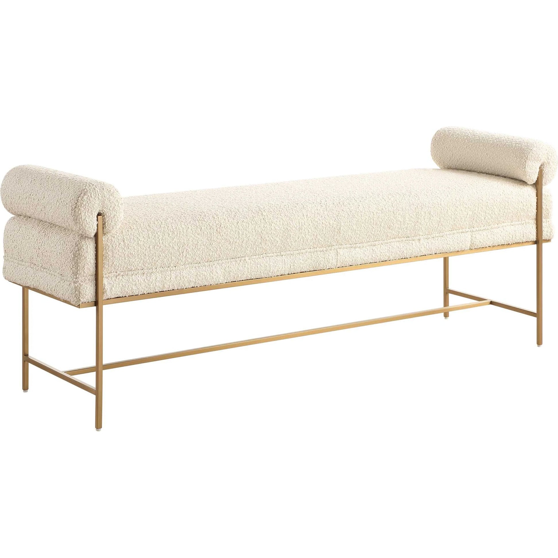 Bolster Pearl Bench by Uttermost in brass. Made from stainless steel, plywood, fabric, foam in a unique style.