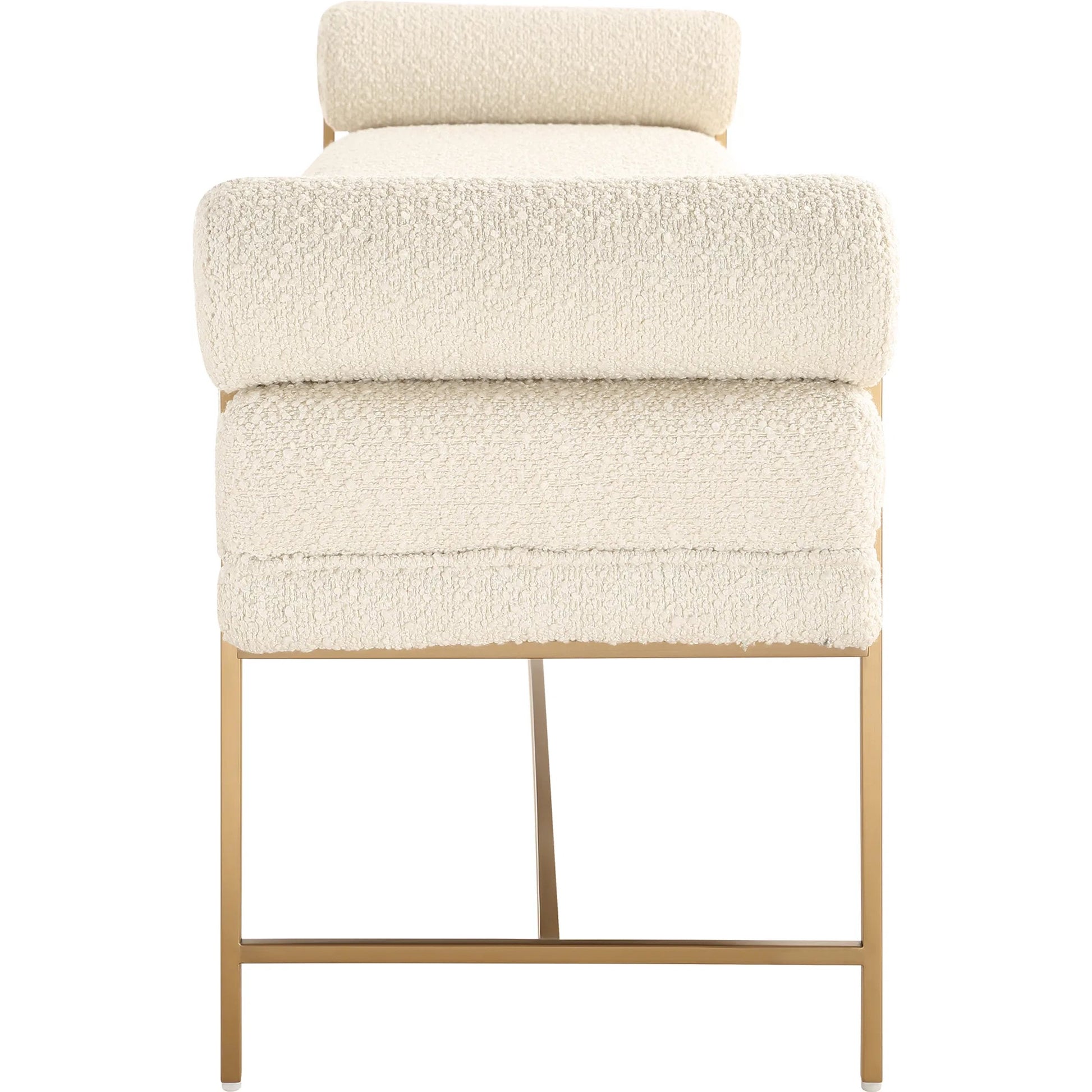 Bolster Pearl Bench by Uttermost in brass. Made from stainless steel, plywood, fabric, foam in a unique style.