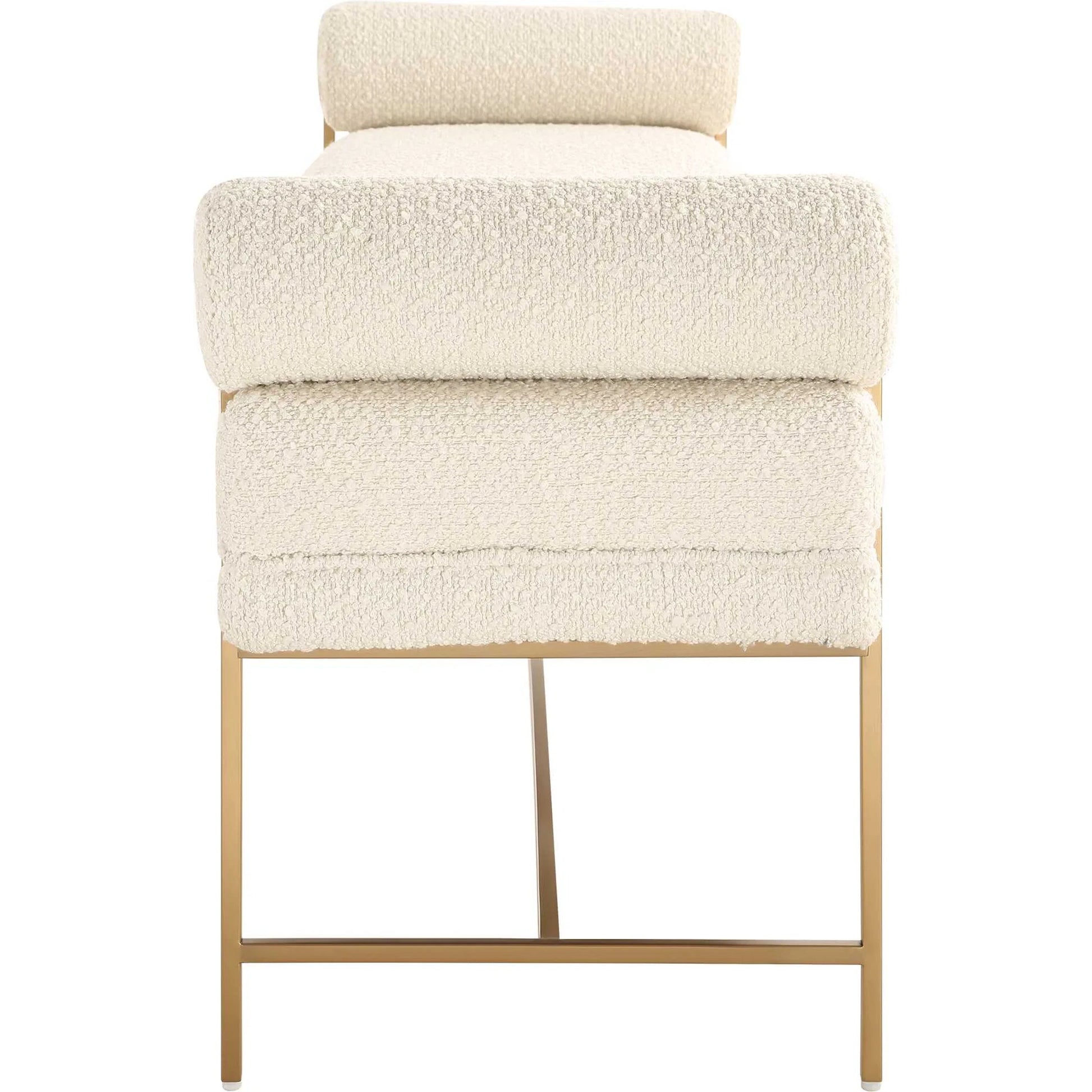 Bolster Pearl Bench by Uttermost in brass. Made from stainless steel, plywood, fabric, foam in a unique style.