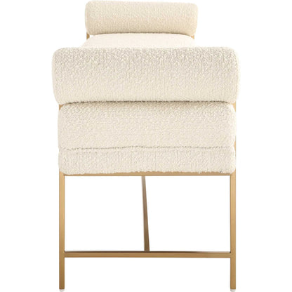 Bolster Pearl Bench by Uttermost in brass. Made from stainless steel, plywood, fabric, foam in a unique style.