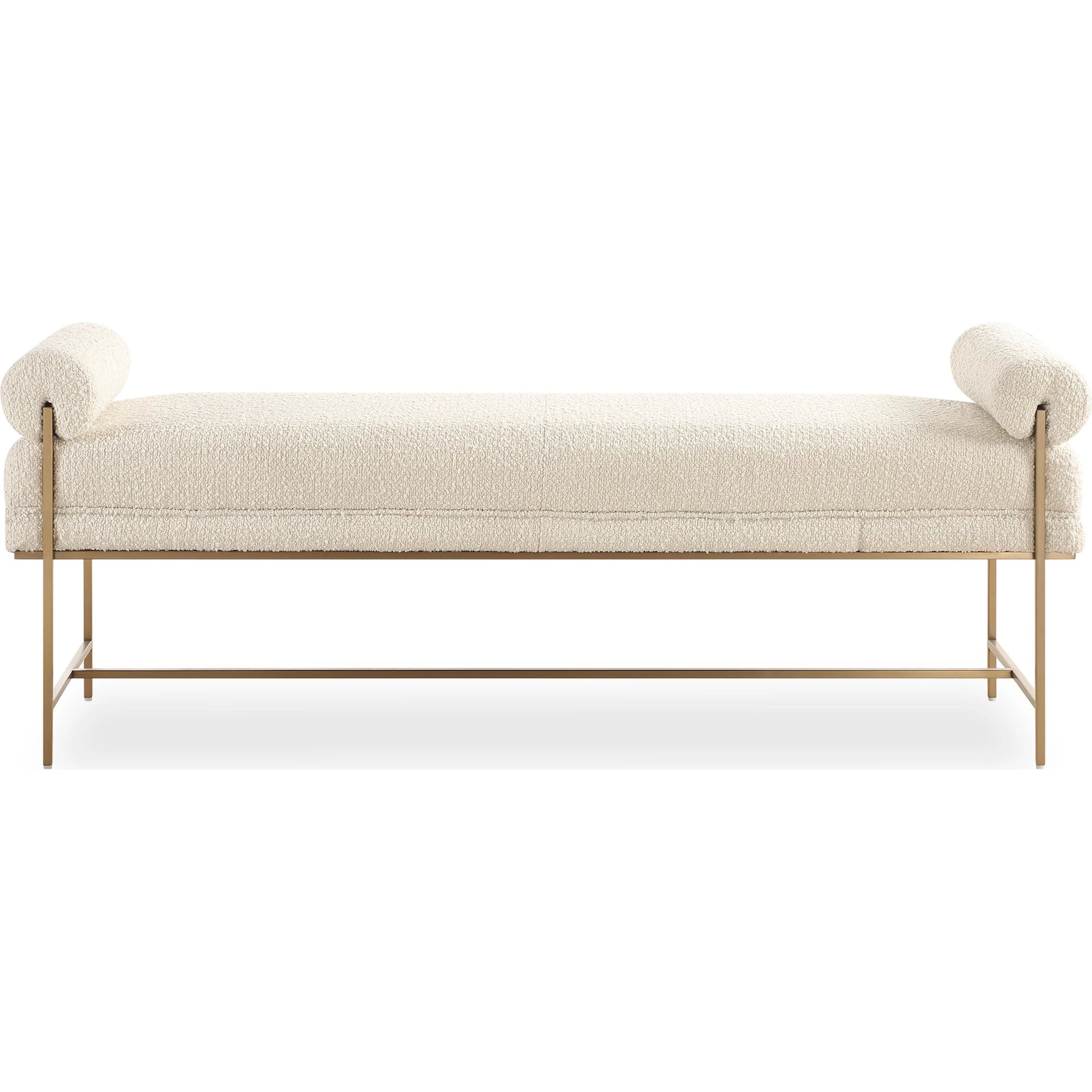 Bolster Pearl Bench by Uttermost in brass. Made from stainless steel, plywood, fabric, foam in a unique style.